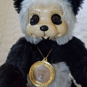 Raikes Black and White Mohair Plush Bear